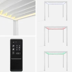 Pergola bioclimatica 3x3m elettrica in alluminio con illuminazione LED