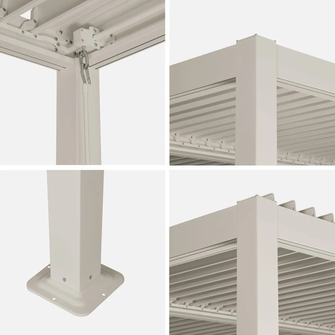 Pergola bioclimatica 3x3m in alluminio e acciaio, lamelle orientabili