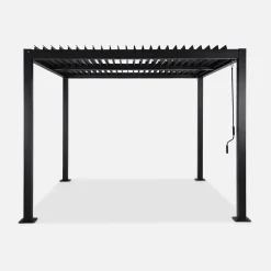 Pergola bioclimatica 3x3m in alluminio e acciaio, lamelle orientabili