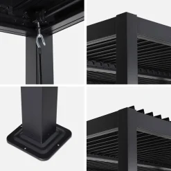Pergola bioclimatica 3x3m in alluminio e acciaio, lamelle orientabili