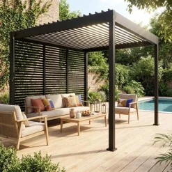 Pergola bioclimatica 3x3m in alluminio con lamelle orientabili V2 + 3 persiane