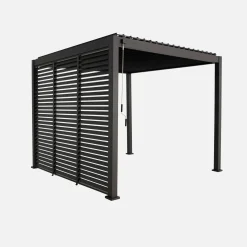 Pergola bioclimatica 3x3m in alluminio con lamelle orientabili V2 + 3 persiane