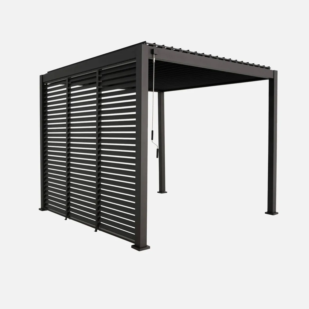 Pergola bioclimatica 3x3m in alluminio con lamelle orientabili V2 + 3 persiane