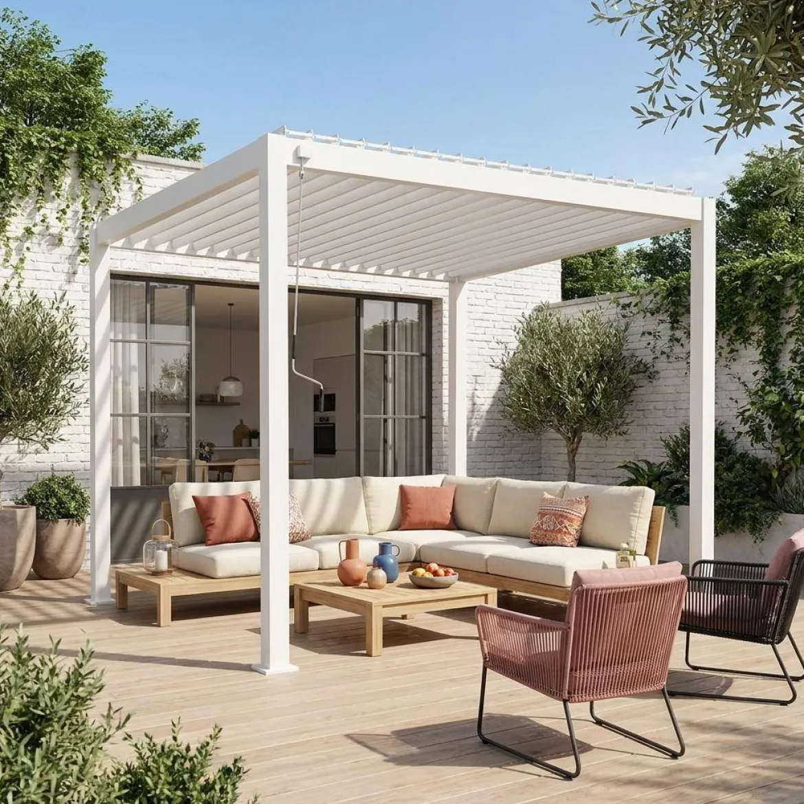 Pergola bioclimatica 3x3m in alluminio con lamelle orientabili