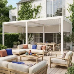 Pergola bioclimatica 3x6m in alluminio + 4 tende 3m
