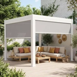Pergola bioclimatica 3x3m in alluminio V2 + 2 tende da 3m