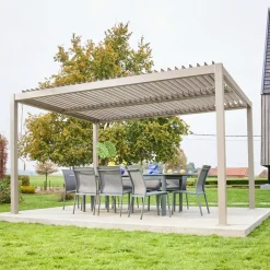 Pergola bioclimatica 3x4m in alluminio e acciaio, lamelle orientabili