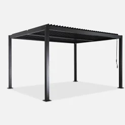Pergola bioclimatica 3x4m in alluminio e acciaio, lamelle orientabili