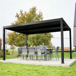 Pergola bioclimatica 3x4m in alluminio e acciaio, lamelle orientabili