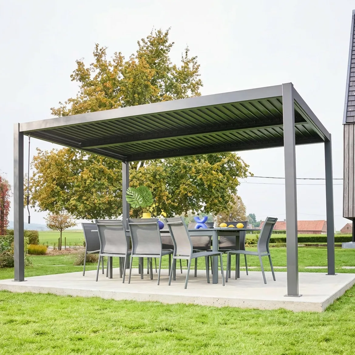 Pergola bioclimatica 3x4m in alluminio e acciaio, lamelle orientabili
