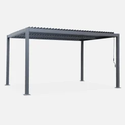 Pergola bioclimatica 3x4m in alluminio e acciaio, lamelle orientabili