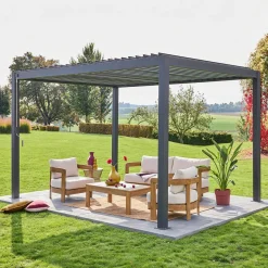 Pergola bioclimatica 3x4m in alluminio, lamelle orientabili