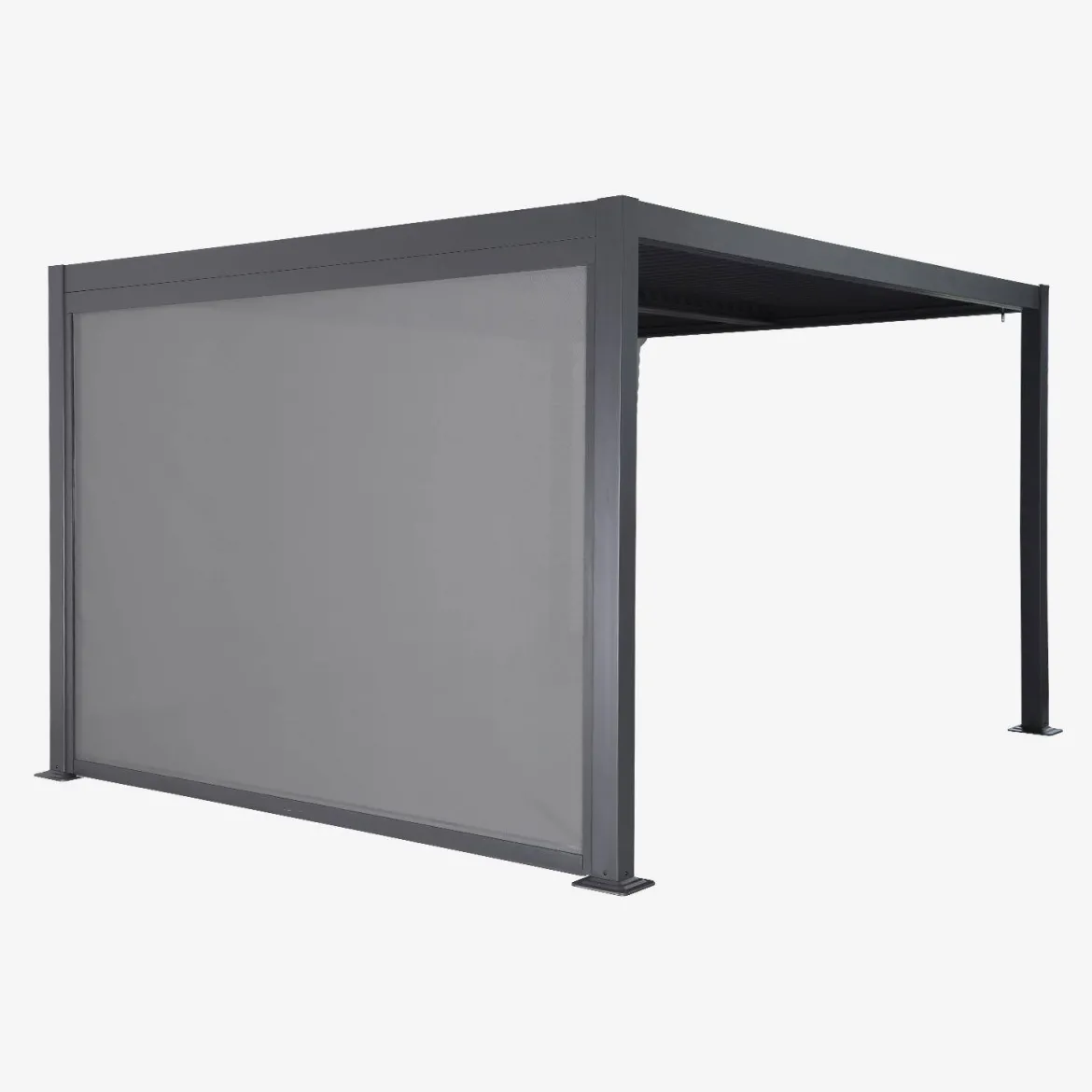 Pergola bioclimatica 3x3m in alluminio e acciaio + tenda 3m