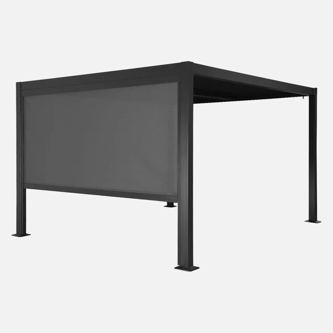 Pergola bioclimatica 3x3m in alluminio e acciaio + tenda 3m