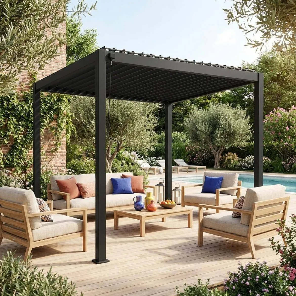 Pergola bioclimatica 3x3m in alluminio con lamelle orientabili