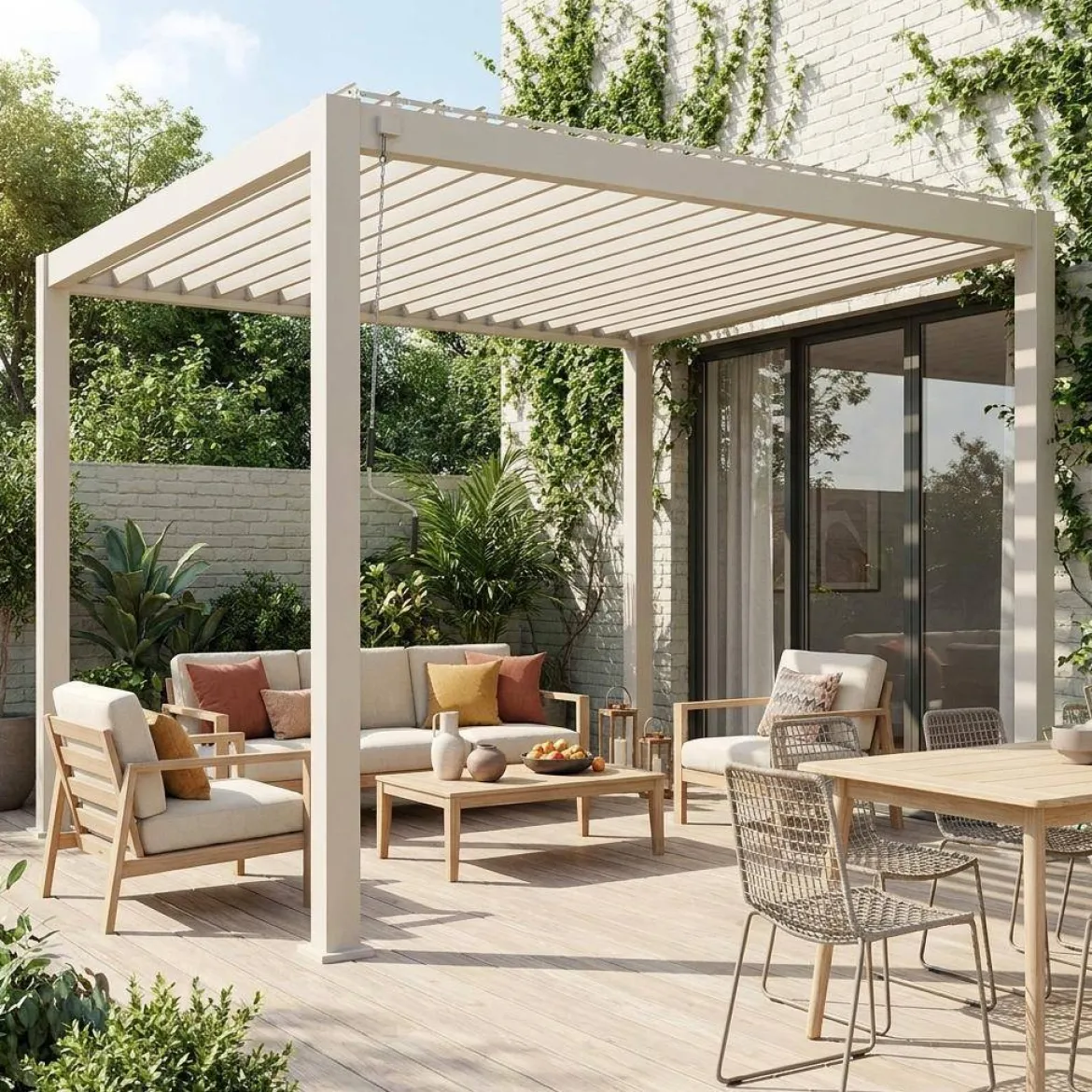 Pergola bioclimatica 3x3m in alluminio con lamelle orientabili