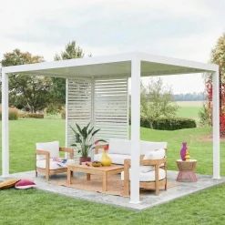 Pergola bioclimatica 3x4m in alluminio + 1 persiana 1m + 1 persiana 1.3m