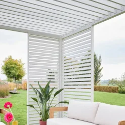 Pergola bioclimatica 3x4m in alluminio + 1 persiana 1m + 1 persiana 1.3m