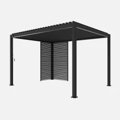 Pergola bioclimatica 3x4m in alluminio + 1 persiana 1m + 1 persiana 1.3m