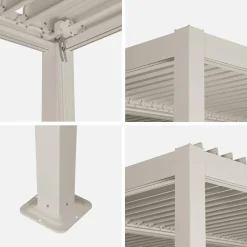 Pergola bioclimatica 3.6x3.6m in alluminio e acciaio con lamelle orientabili