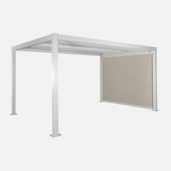 Pergola bioclimatica 3x4m in alluminio e acciaio + tenda 3m