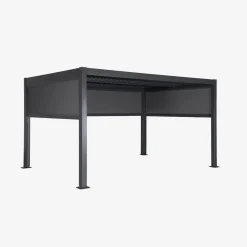 Pergola bioclimatica 3x4m in alluminio e acciaio + 2 tende 3m + 1 tenda 4m
