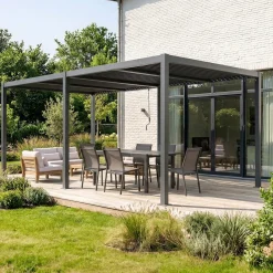 Pergola bioclimatica 3x6m in alluminio e acciaio, lamelle orientabili