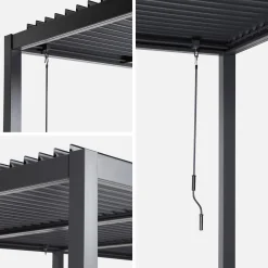 Pergola bioclimatica 3x6m in alluminio e acciaio, lamelle orientabili