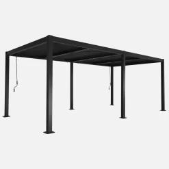 Pergola bioclimatica 3x6m in alluminio e acciaio, lamelle orientabili