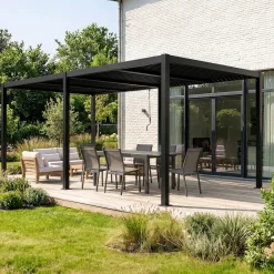 Pergola bioclimatica 3x6m in alluminio e acciaio, lamelle orientabili