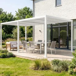 Pergola bioclimatica 3x6m in alluminio e acciaio, lamelle orientabili