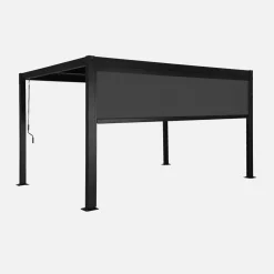 Pergola bioclimatica 3x4m in alluminio e acciaio + tenda 4m