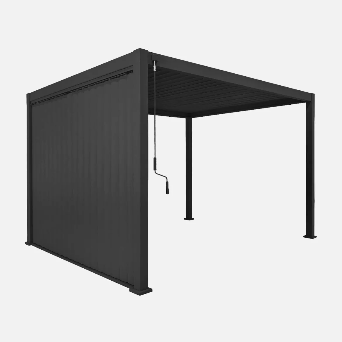Pergola bioclimatica 3x4m in alluminio + pannello verticale 3m