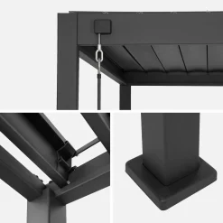 Pergola bioclimatica 3x4m in alluminio + pannello verticale 3m