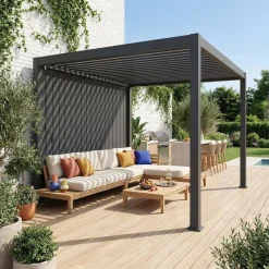 Pergola bioclimatica 3x4m in alluminio + pannello verticale 4m