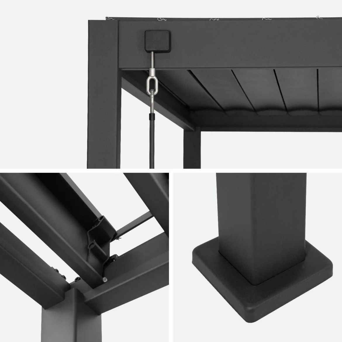 Pergola bioclimatica 3x4m in alluminio + pannello verticale 4m