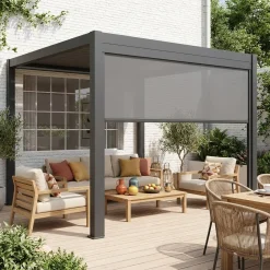 Pergola bioclimatica 3x4m in alluminio + tenda da sole 3m