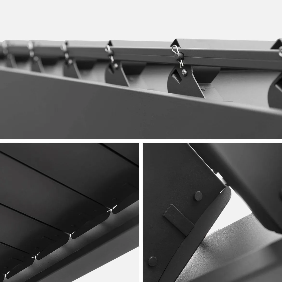 Pergola bioclimatica 3x4m in alluminio + 3 persiane 1.3m a lamelle orientabili