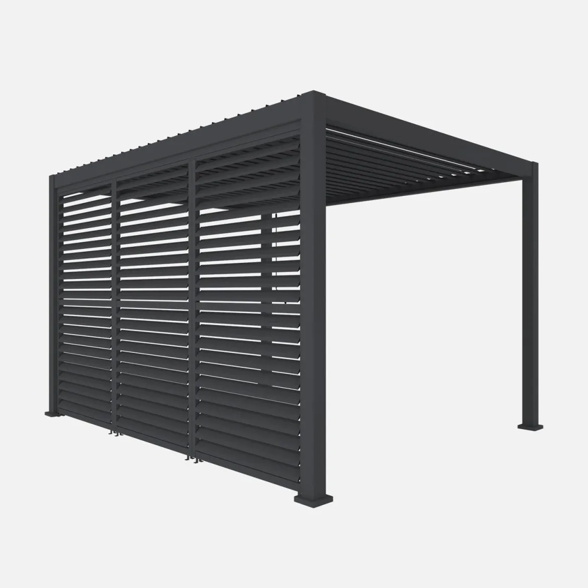 Pergola bioclimatica 3x4m in alluminio + 3 persiane 1.3m a lamelle orientabili