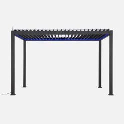 Pergola bioclimatica 3x4m in alluminio LED + tenda 3m + tenda 4m