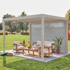 Pergola bioclimatica 3x4m in alluminio + tenda da sole 4m