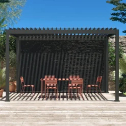 Pergola bioclimatica 3x4m in alluminio + tenda da sole 4m