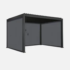 Pergola bioclimatica 3x4m in alluminio + 2 tende da 3m + 1 tenda da 4m