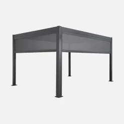 Pergola bioclimatica 3x4m in alluminio + tenda da 3m + tenda da 4m