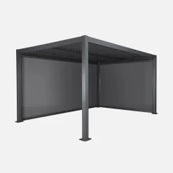 Pergola bioclimatica 3x4m in alluminio + tenda da 3m + tenda da 4m