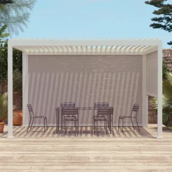 Pergola bioclimatica 3x4m in alluminio + tenda da 3m + tenda da 4m