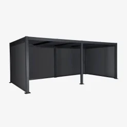 Pergola bioclimatica 3x6m in alluminio e acciaio + 4 tende 3m