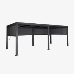 Pergola bioclimatica 3x6m in alluminio e acciaio + 4 tende 3m