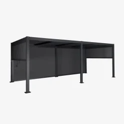 Pergola bioclimatica 3x6m in alluminio e acciaio + 4 tende 3m