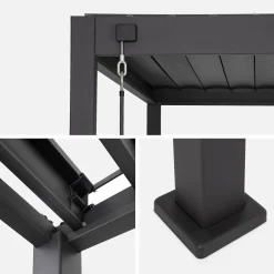 Pergola bioclimatica 3x3m in alluminio V2 + tenda 3m